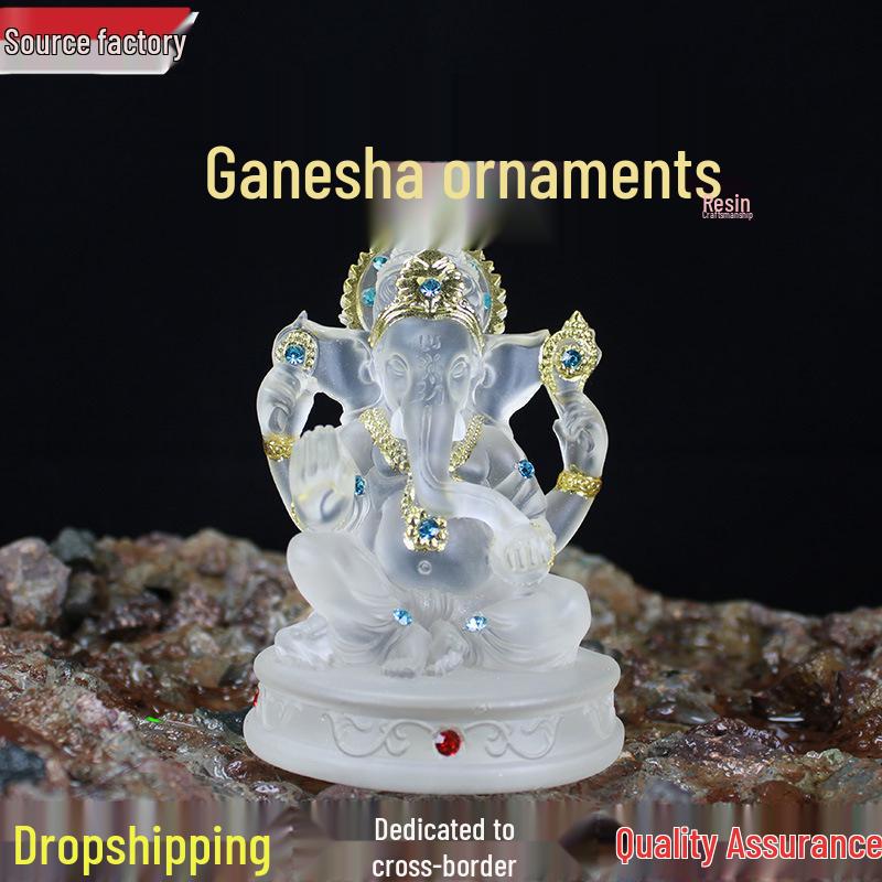 

Translucent White Glazed Resin Elephant Tree Ornament - Zen Home Decor