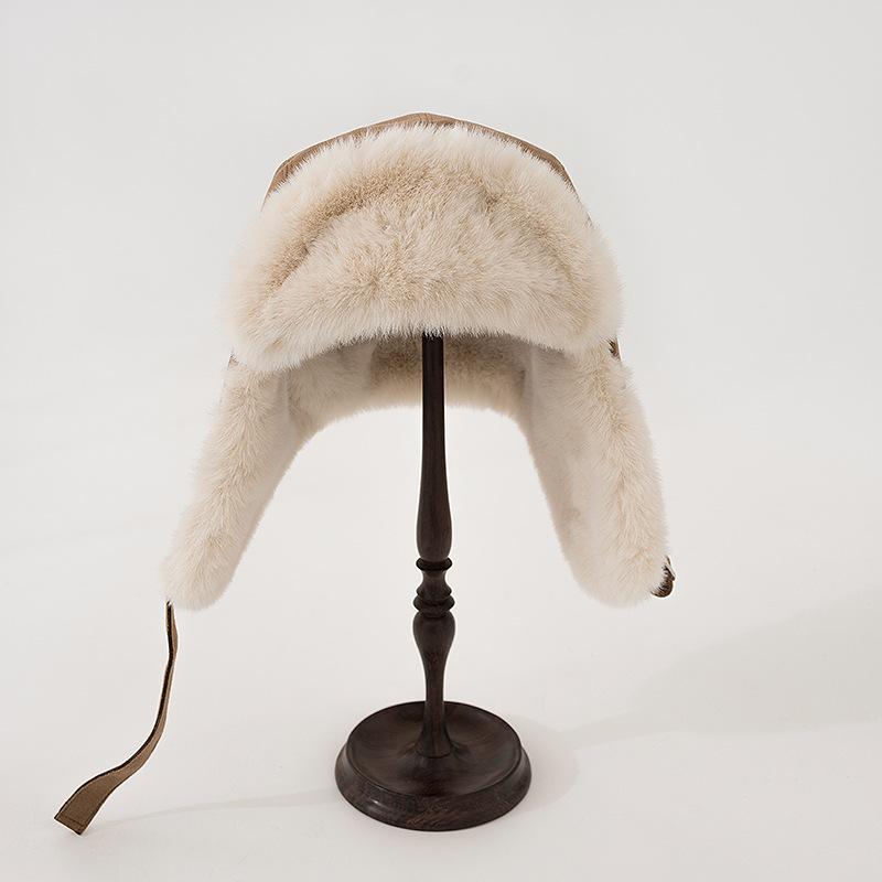 Imitation Fur Mink Hair Hat Female Fall and Winter Plush Fisherman Hat Khaki Senior Show Face Small Warm Ear Protection Lei Feng Hat