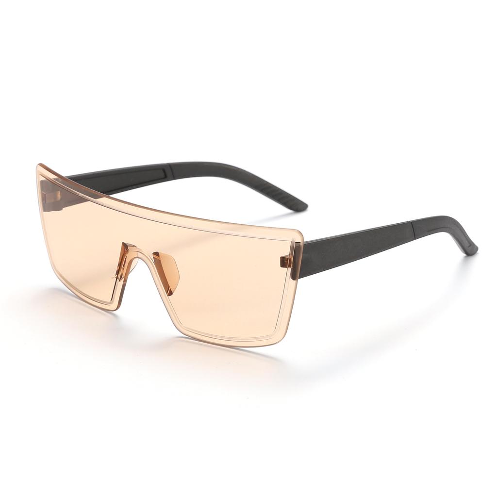 Unisex Square Concave Sunglasses High Quality One Piece Rimless Design UV400 Sunscreen for Outdoor Fashionable Street Shooting
