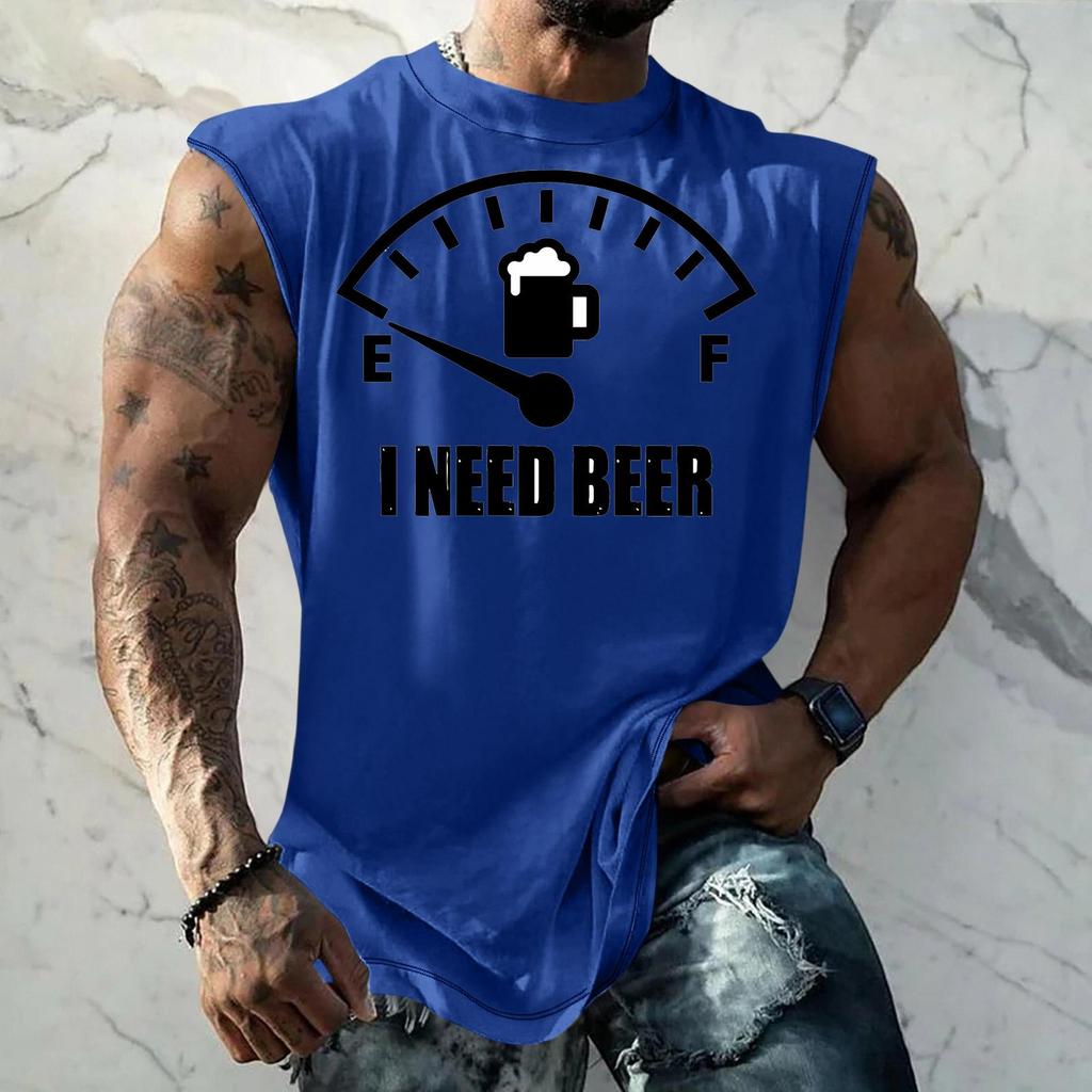 Men's Loose Fit Sleeveless Tank Top Casual Streetwear Printed Muscle Shirt Summer Outdoor Sportswear
