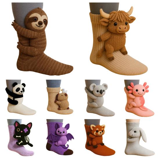 Knitted Animal Socks Warm Floor Socks with Cute Animal Dolls Indoor Winter Socks