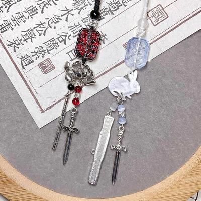 NEW 1PCS Multi-functional Phone Charm, Beaded Rabbit Lanyard for Keychain & Bag Decoration, Fashionable Card Book Chain Pendant