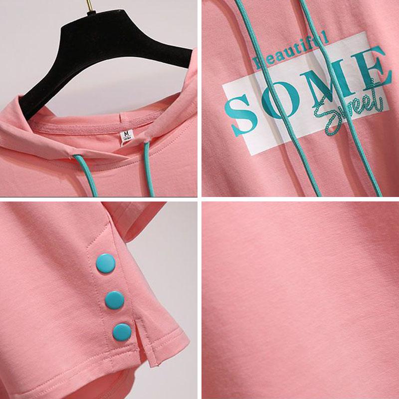 Short Sleeve 7 / 3 Sleeve Hooded Sweater Women's Middle Sleeve Spring and Summer Korean Loose Hooded Top