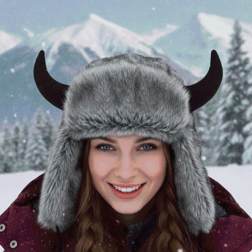 Mink Texture Winter Trapper Caps Windproof Fabric Ear Flap Headwear Faux Fur Hat Outdoor Workers