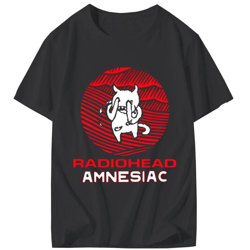 RADIOHEAD Printed TShirt Men Oversized Y2k Heavy Metal Band 2026 New Rock Punk American Casual Cotton Crew Neck Short Sleeve