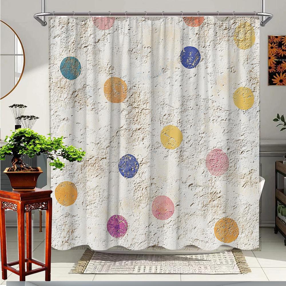 

1Pc Festive Polka Dot Shower Curtain With Playful Colors, Stylish Bathroom, Soft Polyester Fabric Shower Curtain W60H190(CM)-1 Pcs
