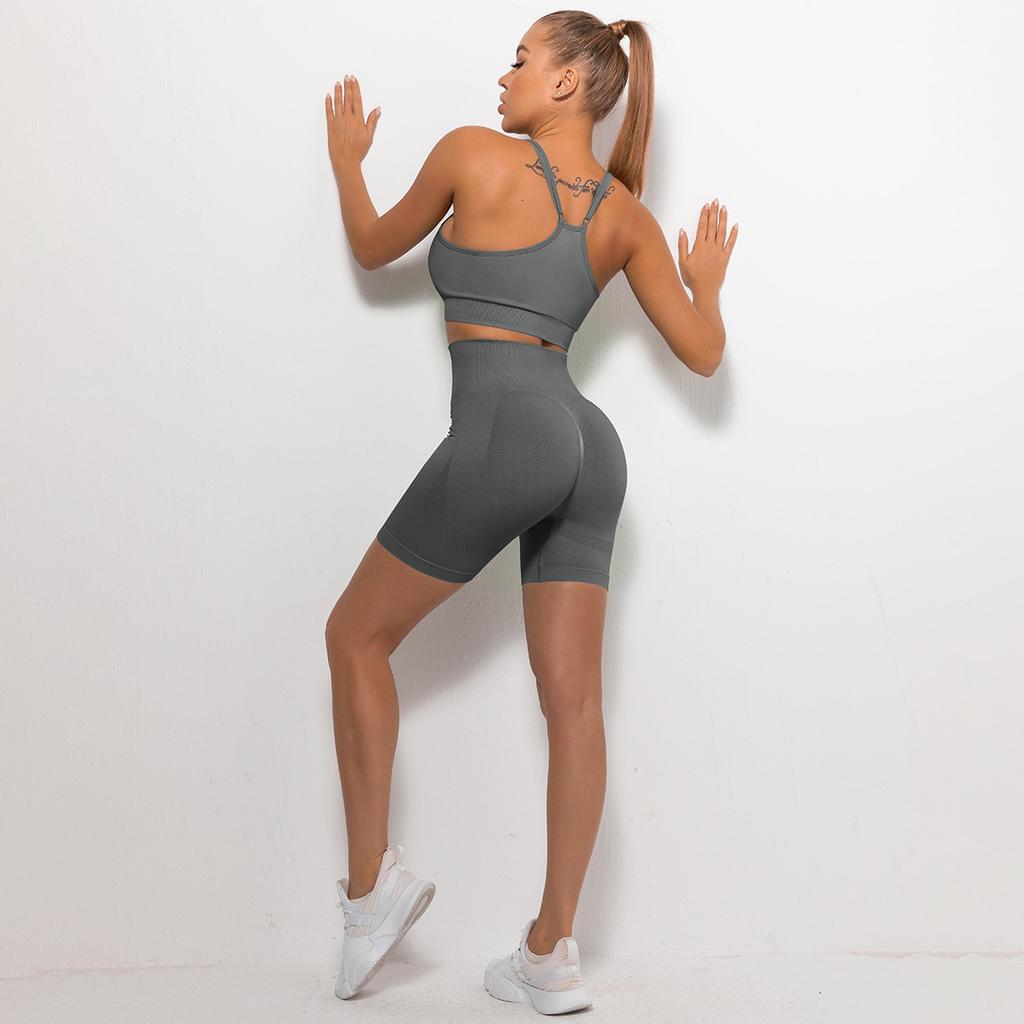 Peach Smiling Face Hip Yoga Shorts Yoga Clothes Fitness Bra Underwear Suit Women