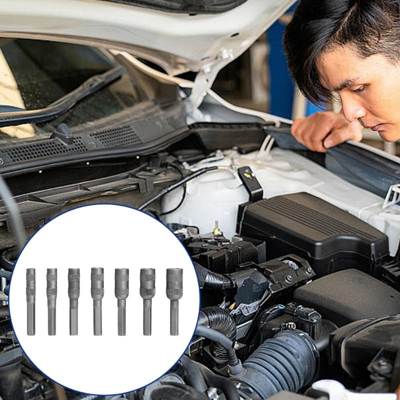 7Piece 2.5mm-5.5mm Hex Socket 4mm Hexagon Shank Nut Driver Part Metric Driver Drill Bit Screwdriver Bit for Car Repair