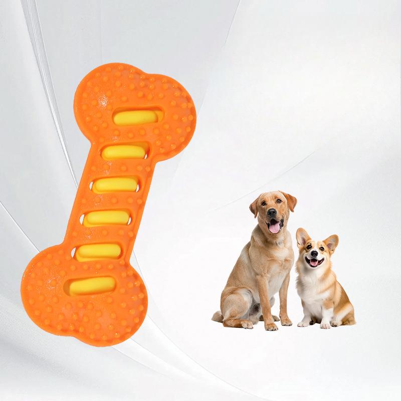 

Dog Toy Teething Bone Durable Interactive Training Puppy Toy Gnawing Dog Bone Dog Boredom Relief Tool оранжевый