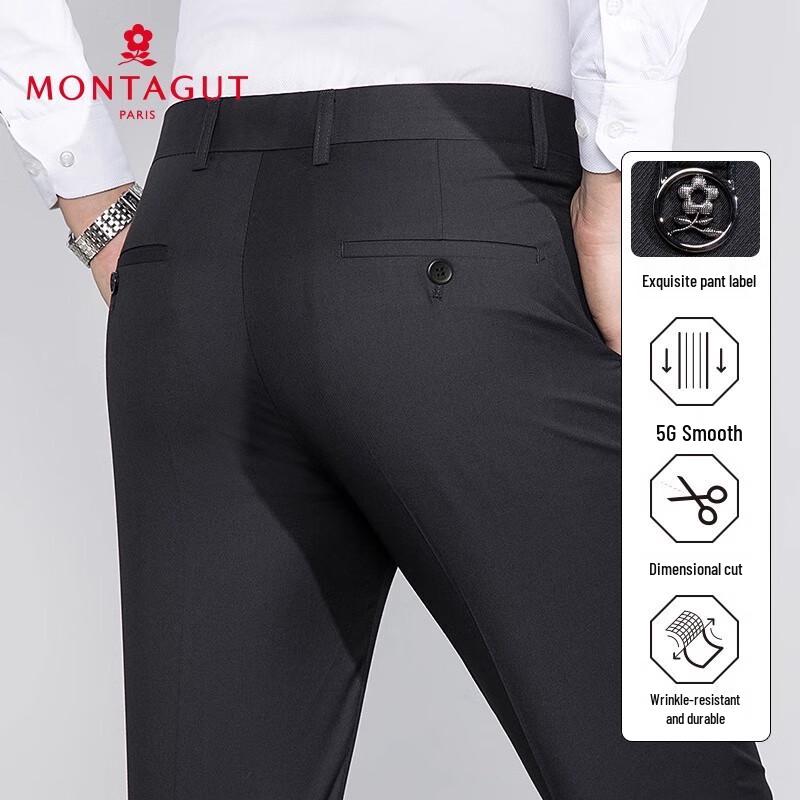 MONTAGUT Men's Straight Fit Summer Business Casual Trousers