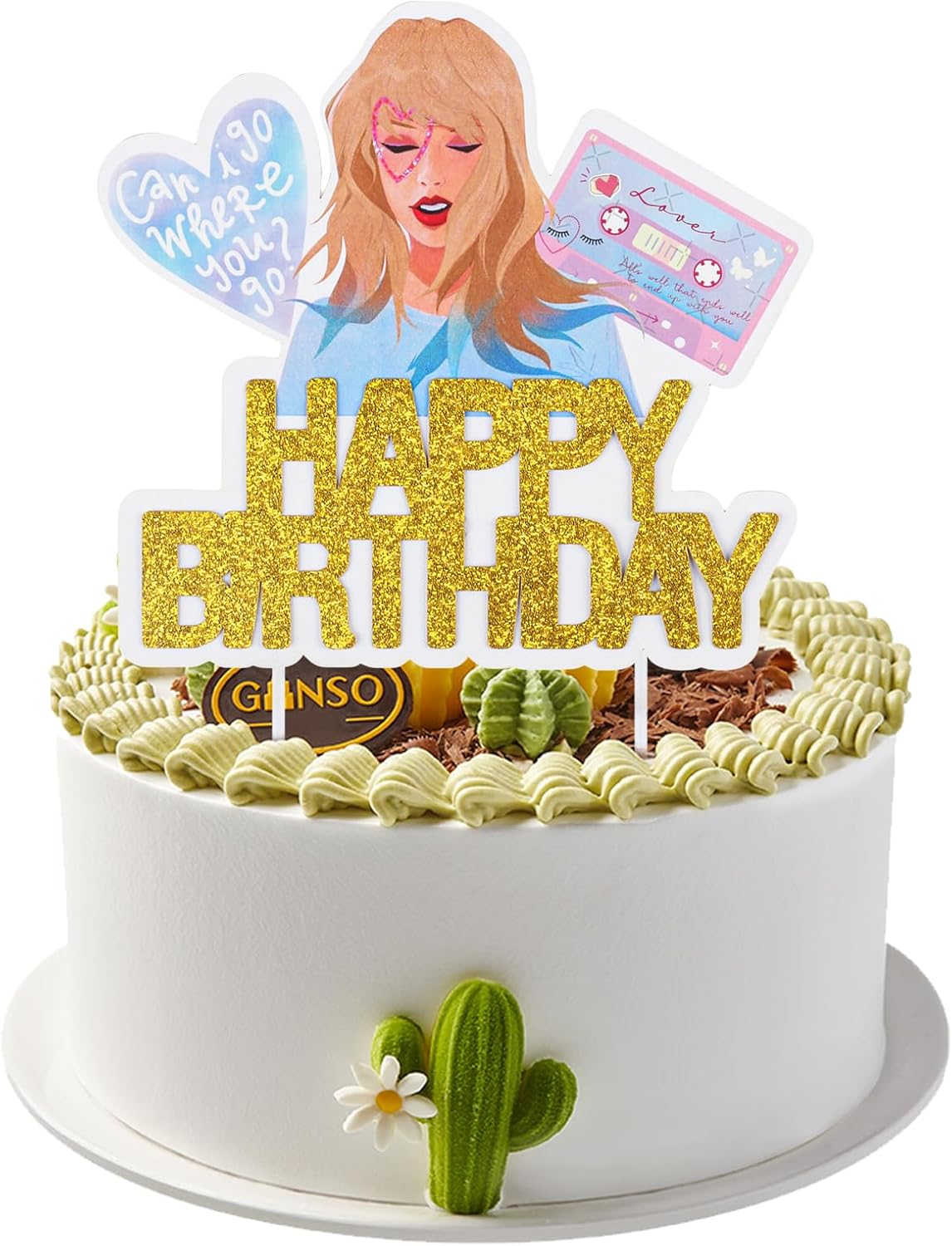 

Happy Birthday Cake Topper Singer Birthday Decoration Taylor Party Decorations Gold Glitter Cake Decorations
