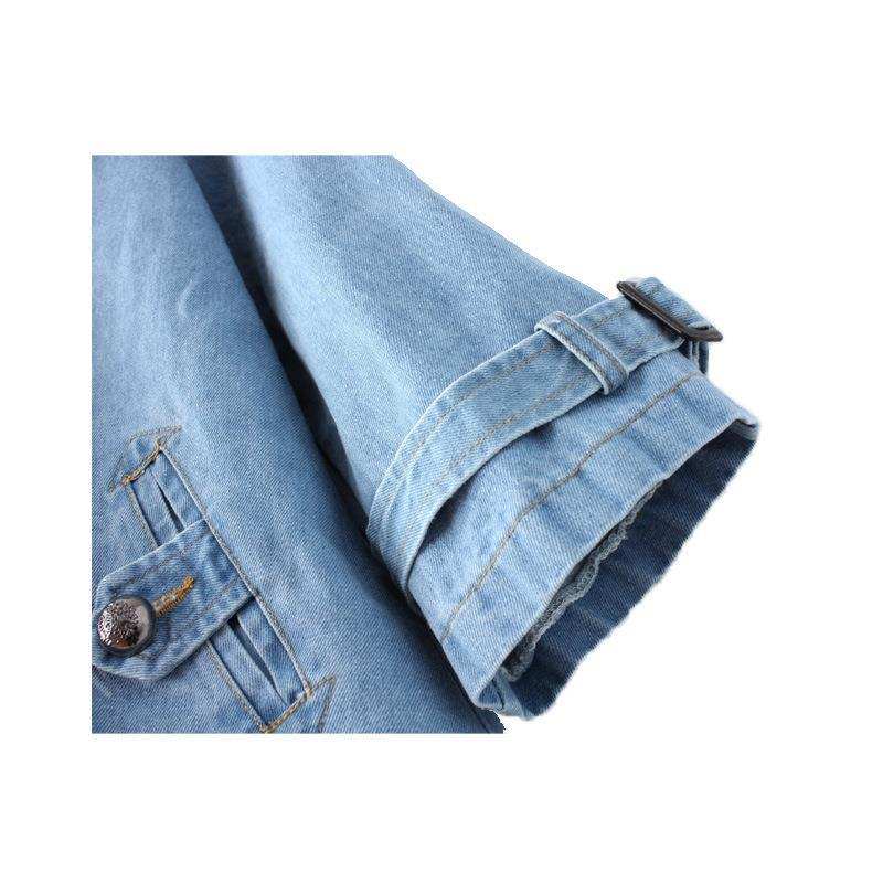 Women Denim Cape Coat Female Jacket Autumn Double Breasted Jackets Lady Windbreaker