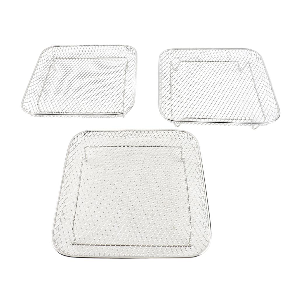 3 Layer Square Fryer Rack Dishwasher Safe SUS304 Stainless Steel Fryer Grilling Rack Accessory