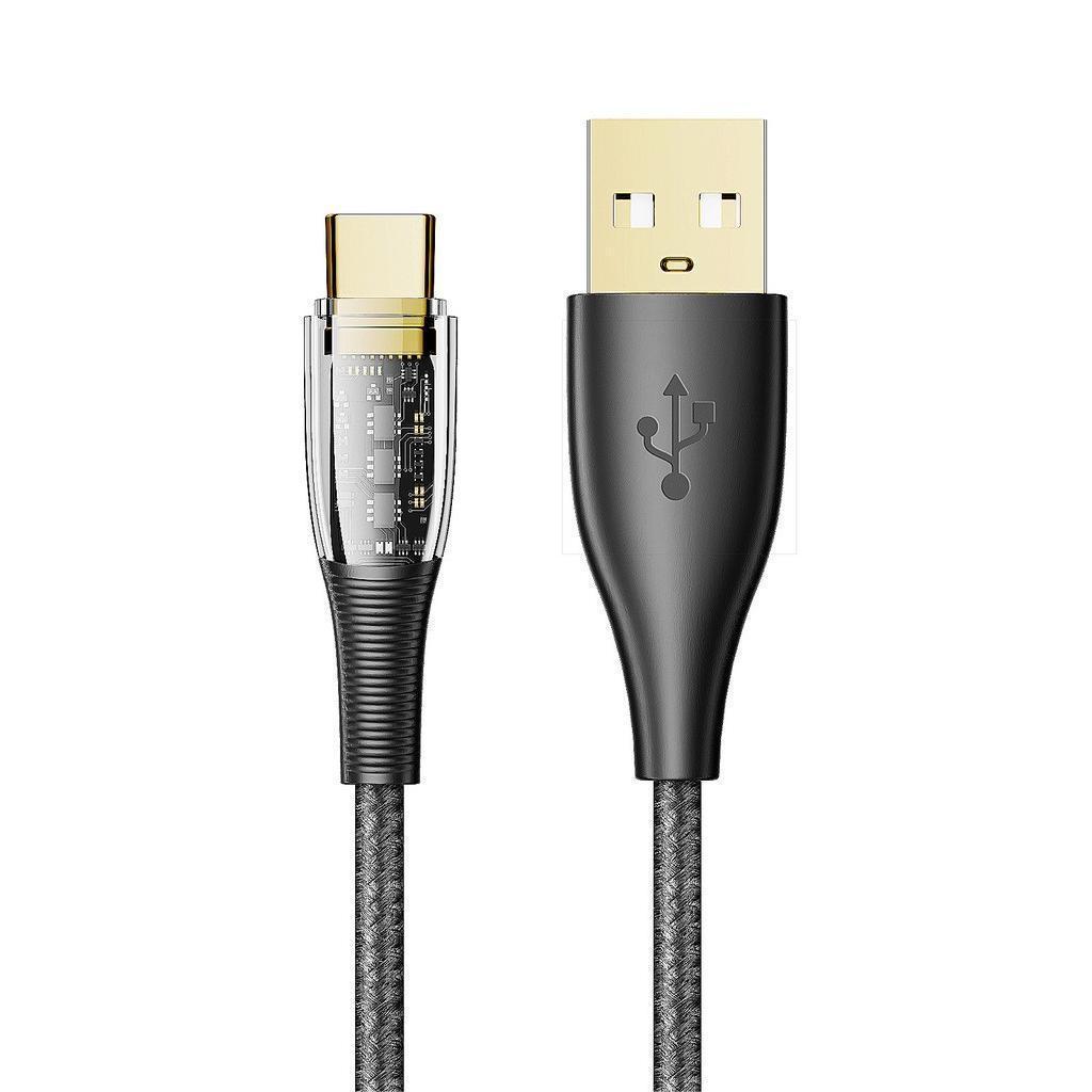 100W Flash Charging PD Data Cable: Transparent, Fast-Charging Type-C, Compatible with Apple and Huawei Devices