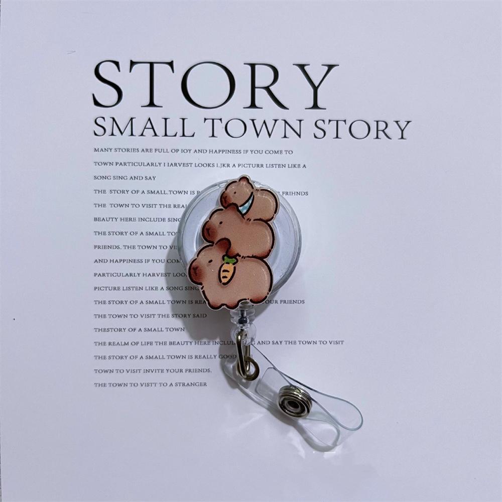 Retractable Badge Reel Compact Id Card Holder Acrylic Badge Reel Colorful Capybara Badge Reel For Nurse Healthcare Office
