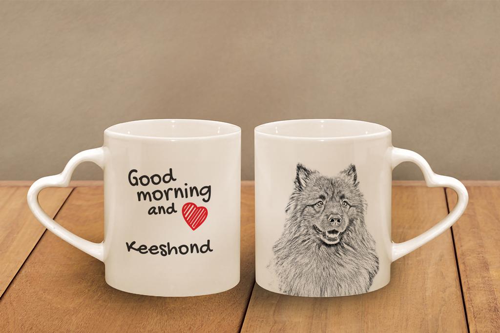 Keeshond, Dutch Barge Dog, Smiling Dutchman, - cup with a dog, adorable cup with a heart-shaped handle, universal gift from the Art-Dog brand