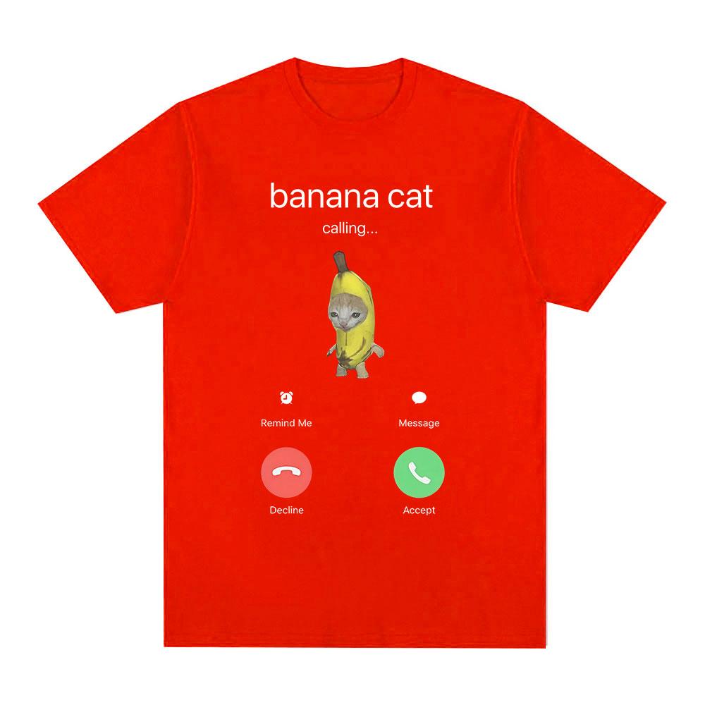 Banana Cat Meme TShirt Funny Cat Lover Gift Viral Meme Shirt Internet Culture Cute Animal Meme Summer Short Sleeves T Shirts