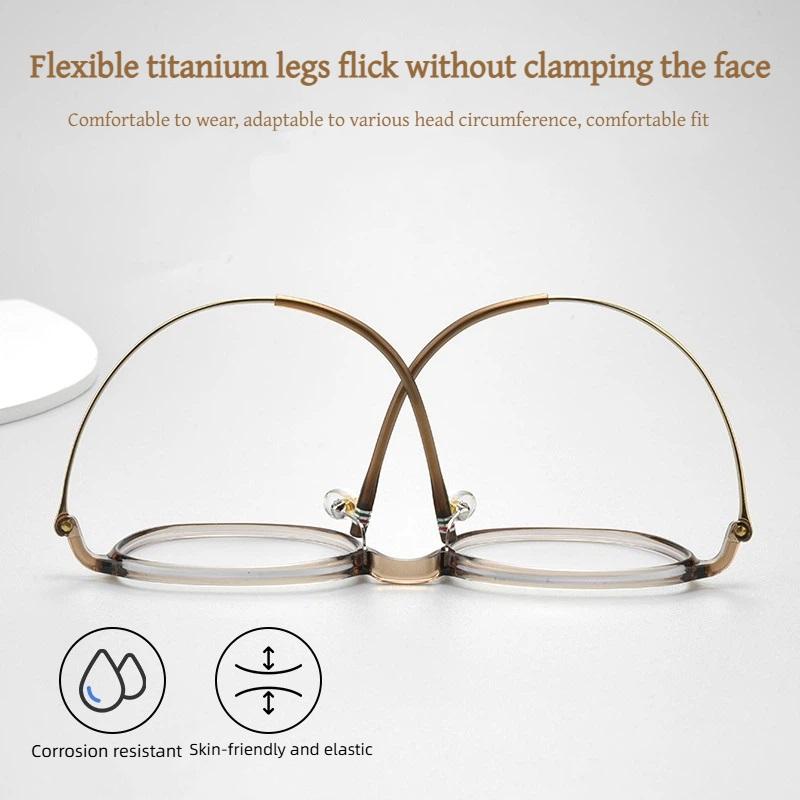 Ultra Lightweight Titanium Glasses Frame For Women Small Face Vintage Stylish Anti Blue Light Prescription Glasses Tea Color Oval Frame