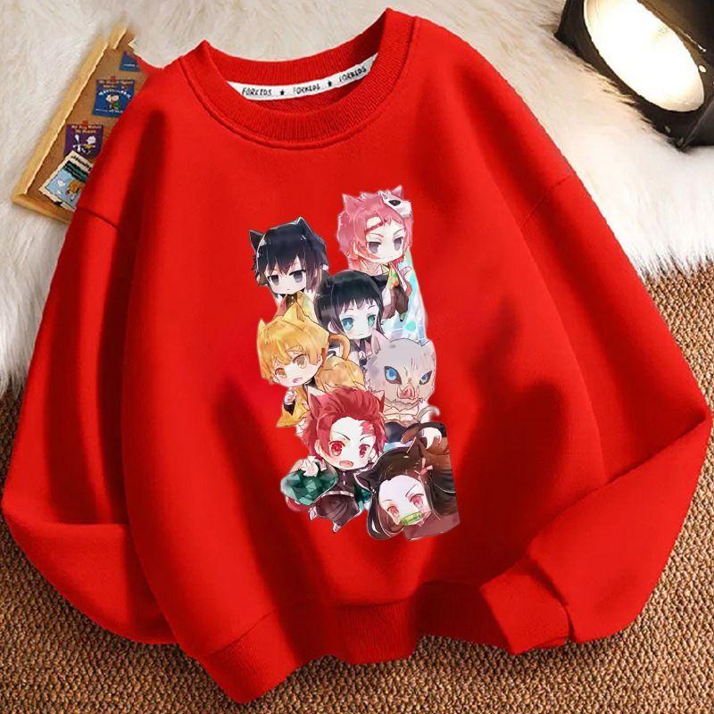 Kinder Modischer Demon Slayer Hoodie, Frühling und Herbst Jungen- und Mädchen-Freizeit-Hoodie