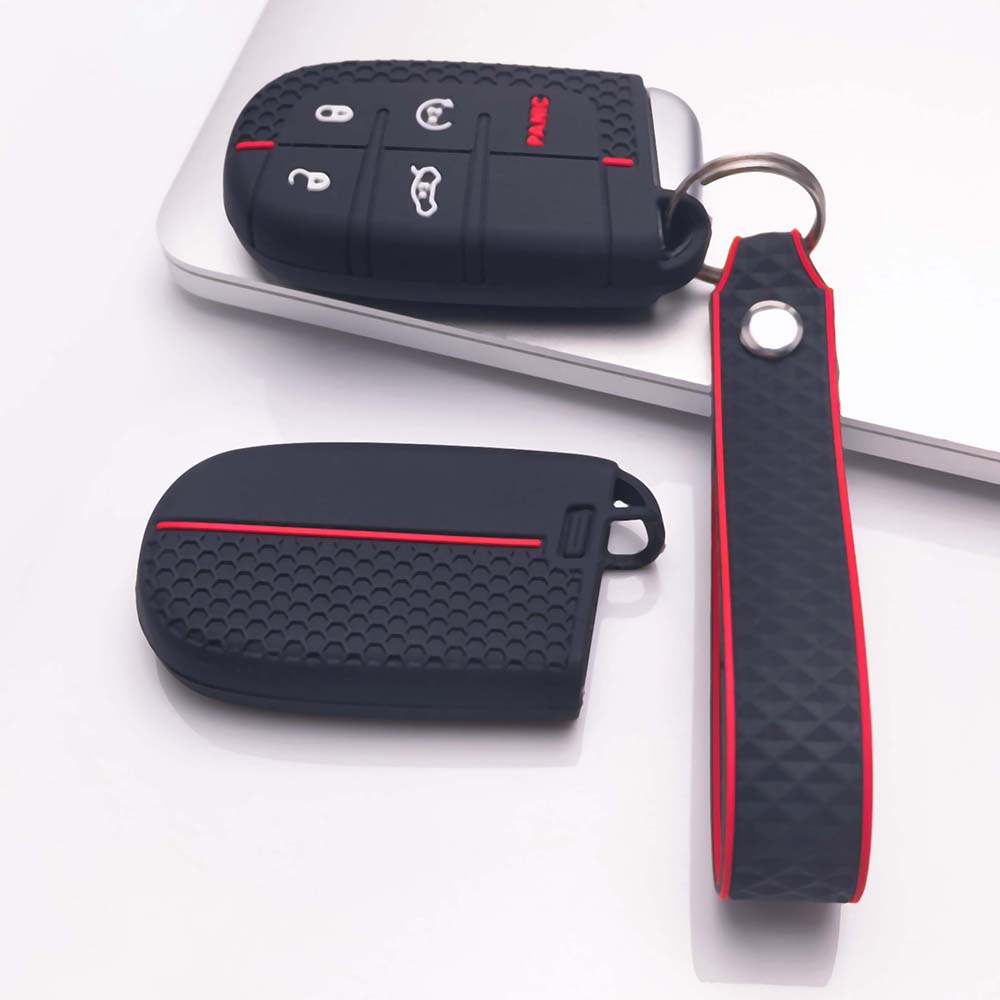 Key Shell Cover for Jeep cherokee challenger charger durango 1500 2500 3500 grand journey with Keychain Anti-Scratch Guard Shockproof Protection