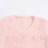 2024 Winter Women's Rhinestone V-Neck Fuzzy Knit Pullover Sweater