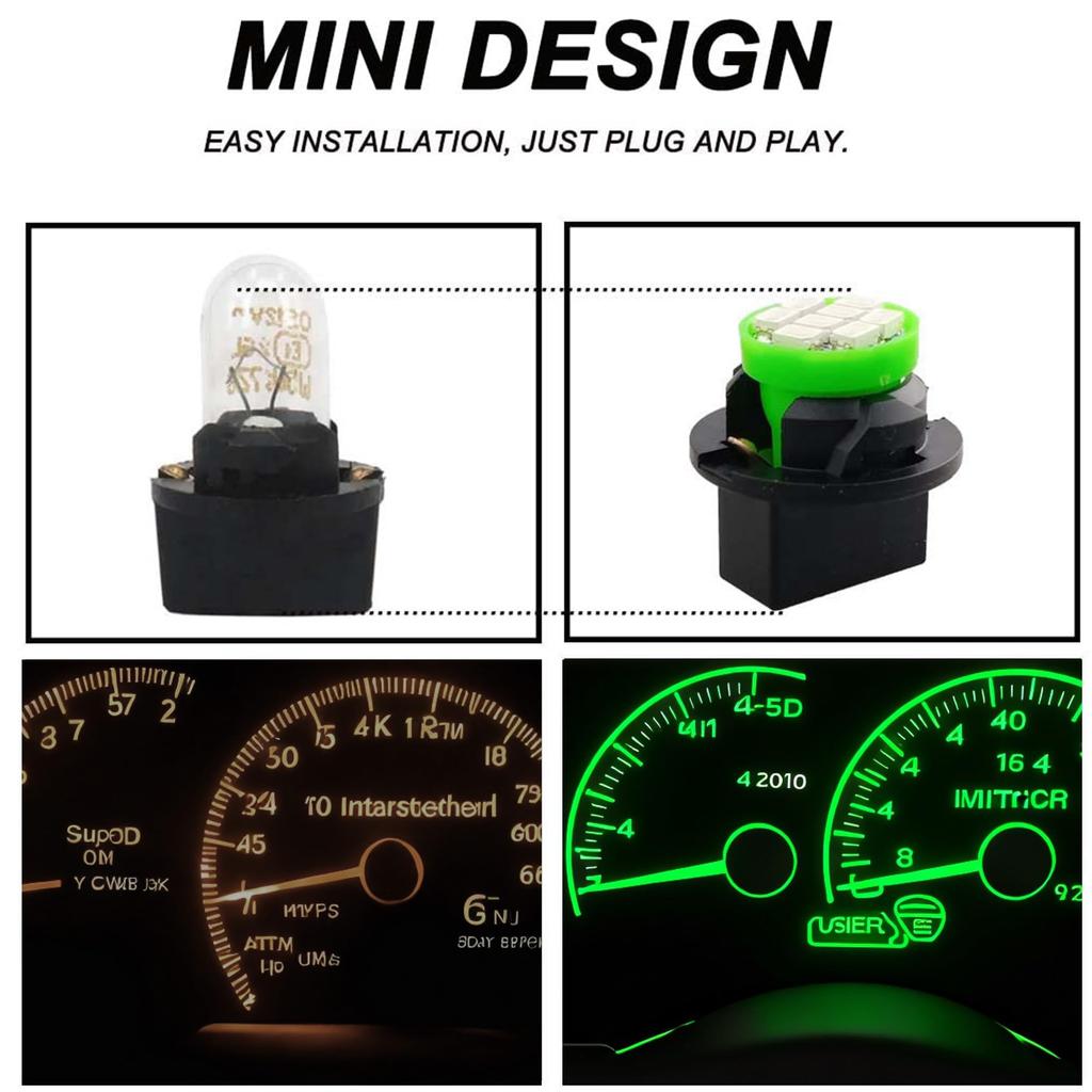 GLOFE Green T10 194 168 LED Instrument Panel Gauge Cluster