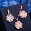 Simple Diamond-Set Rose Gold Flower Earrings, Pendant, Small Set, Super Flash Zircon Women'S Jewelry.