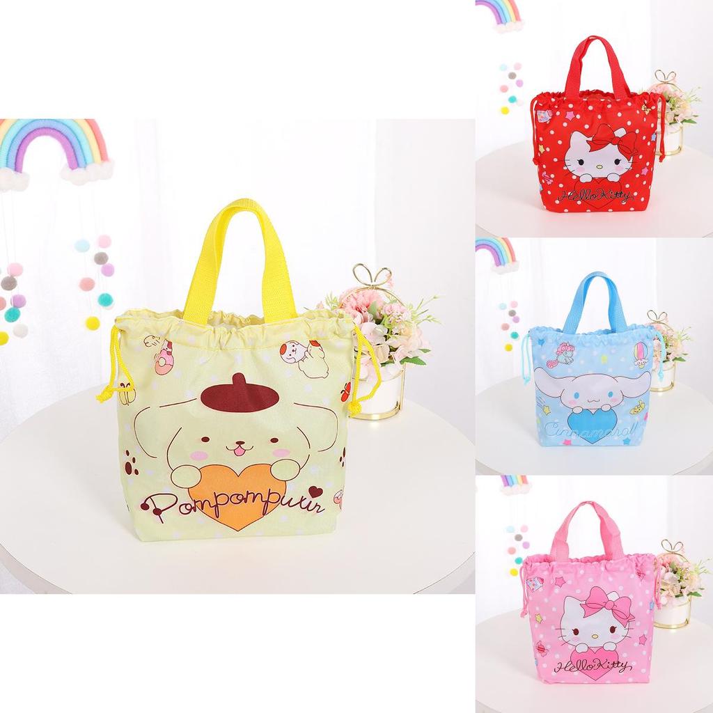 Kuromi Pochacco Cartoon Heart Drawstring Tote Bag For Outings And Storage