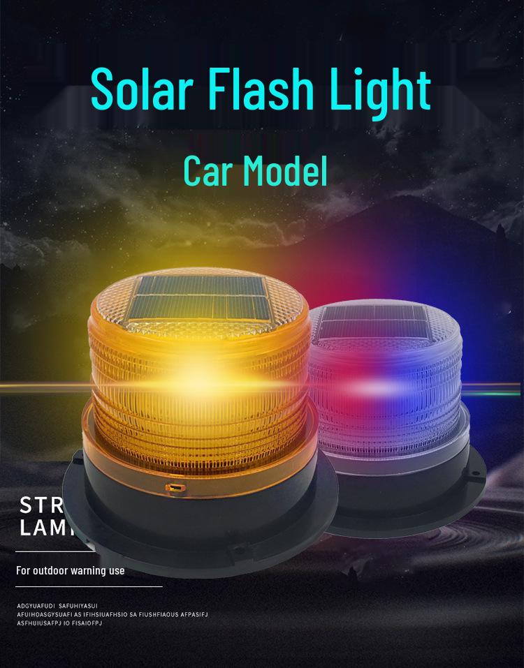Red and Blue Solar Car Roof Strobe Light Warning Signal for Night Safety