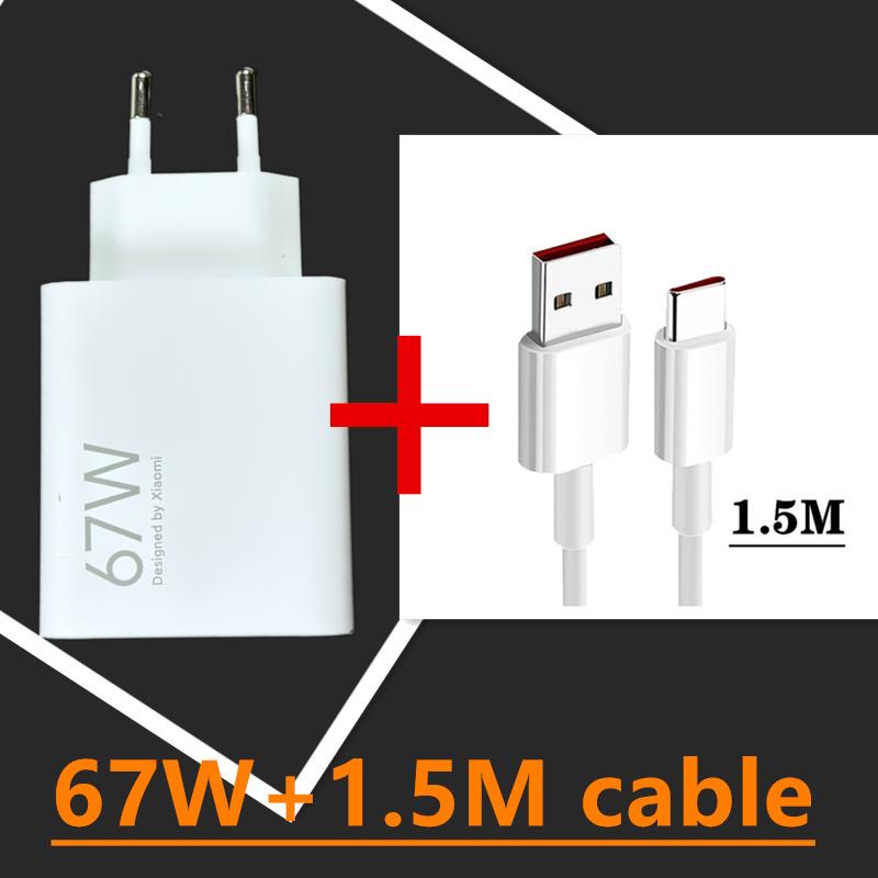 

Оригинальное зарядное устройство Xiaomi Turbo Fast Charger 67W EU Plug 6A Type C Cable для Mi 11 Pro Mix Fold Poco X3 GT X4 Pro 5G Redmi Note 11 Pro EU add 1.5M Cable