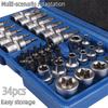 34Pcs Torx Star Sockets & Bit Set E-Security Bits Drive Hand Tools for Automotive Repair, Home DIY, and Professional Use