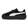 Puma Platform Trace V Camurça Tênis Confortáveis de Cano Baixo Tênis Femininos Preto Branco 372613-01