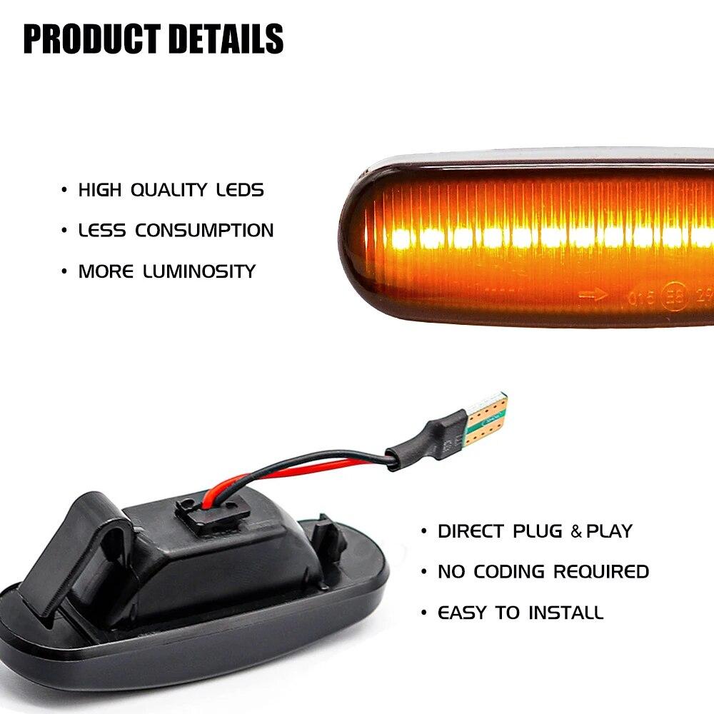 Dynamic Side Marker Light For Fiat Panda 169 Grande Punto Evo Doblo Fiorino Linea Idea For Peugeot Citroen Lancia Turn Signal