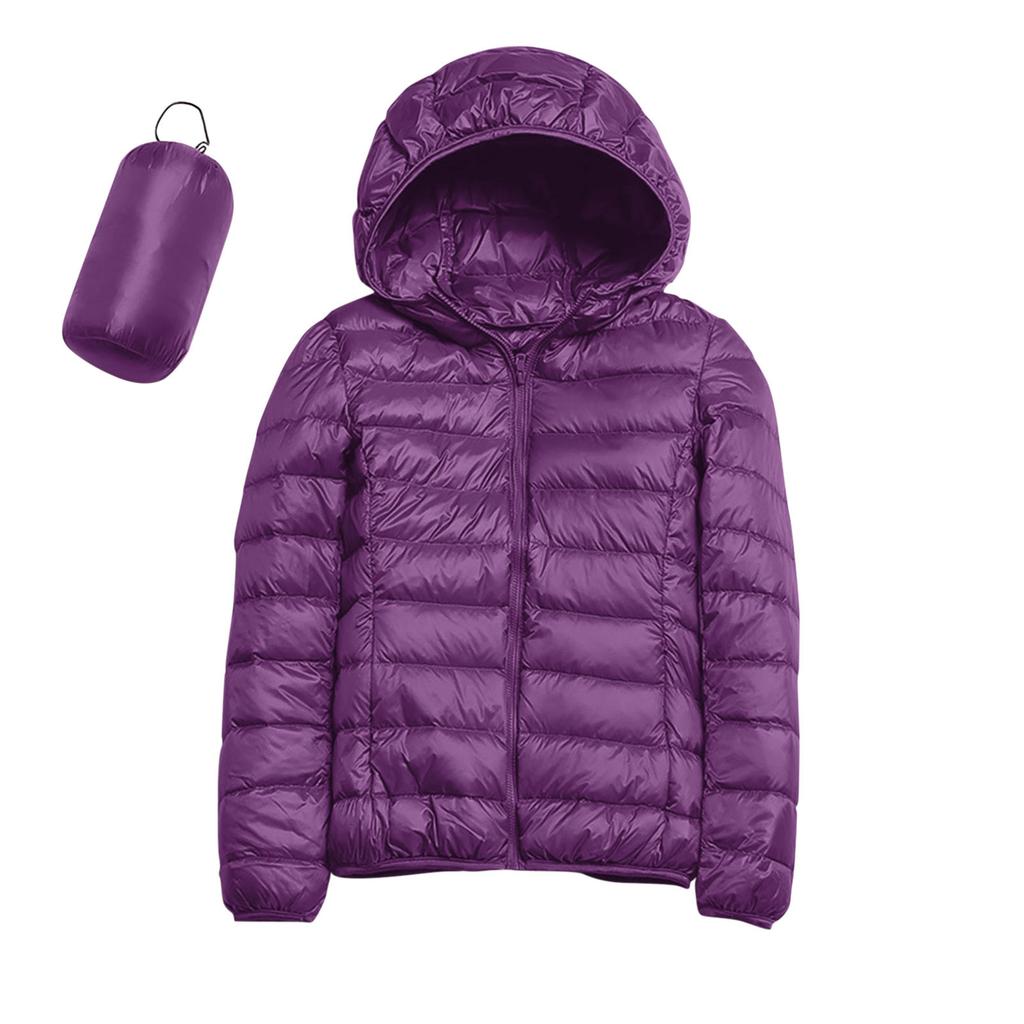Winter New Style, Women's, Casual, Solid Color, Lightweight Waterproof Down Jacket, White Duck Down, Hooded Down Jacket, Outerwear