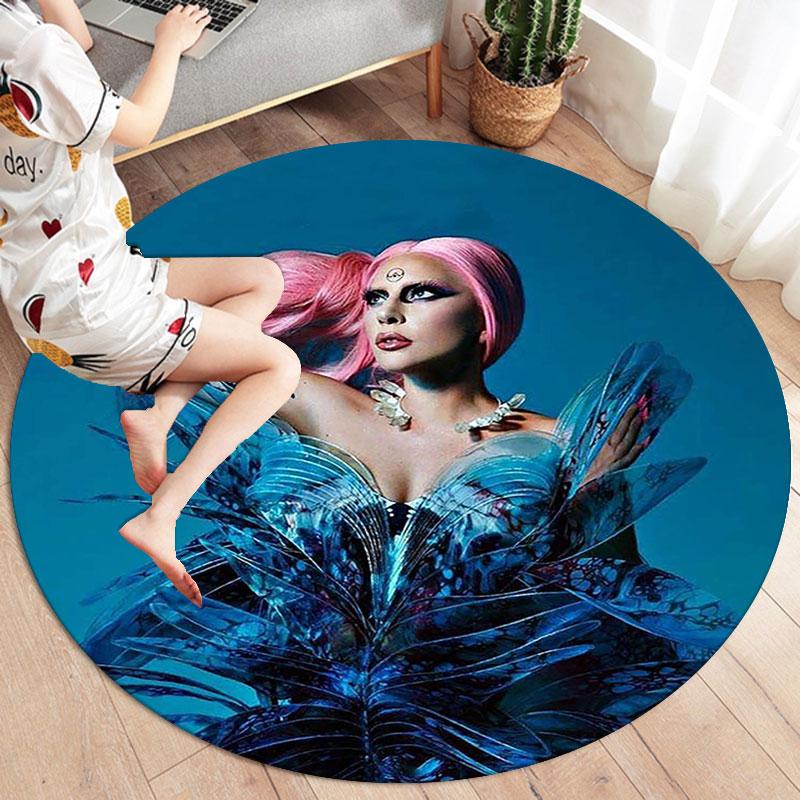 Tappeto Rotondo Lady Gaga, Tappeto per Soggiorno Camera da Letto Divano Sala Giochi Decorazione, Tappetino Antiscivolo