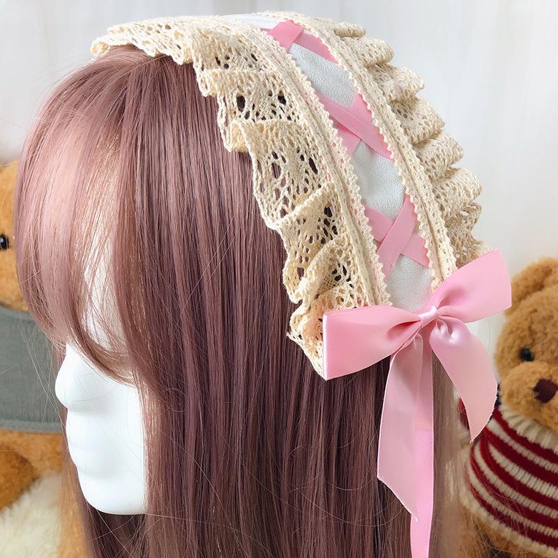 Lolita French Japanese soft girl headgear headband KC hair accessories Lolita headband sweet lace bow girl