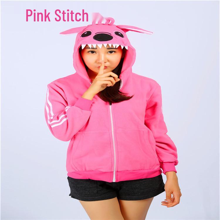 Cartoon Hoodie Jacket - Pink Stitch, Pikachu, Black Cat, Zebra, Blue Parrot. Cute & Casual.