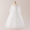 Flower Girl Princess Dress For Weddings Summer Kid Formal Bow Long Gown For School Evening Party Children New Year Cloth D0033S