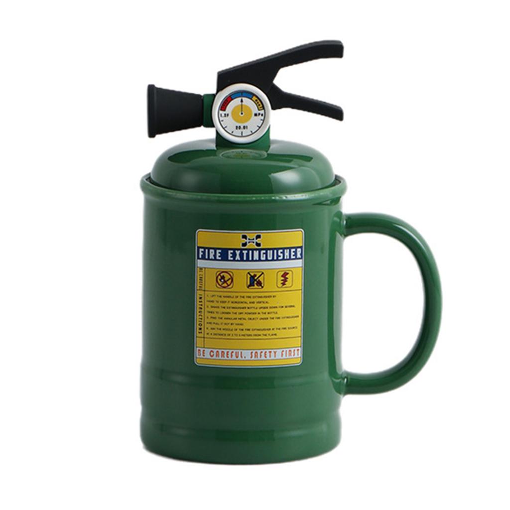 Coffee Cups Ceramic Tea Cup Flame Extinguisher Shaped Mug with Lid Spoon 400ml Hot Cold Drinks Milk Juice Beverage Mug Office Home Travel Gifts