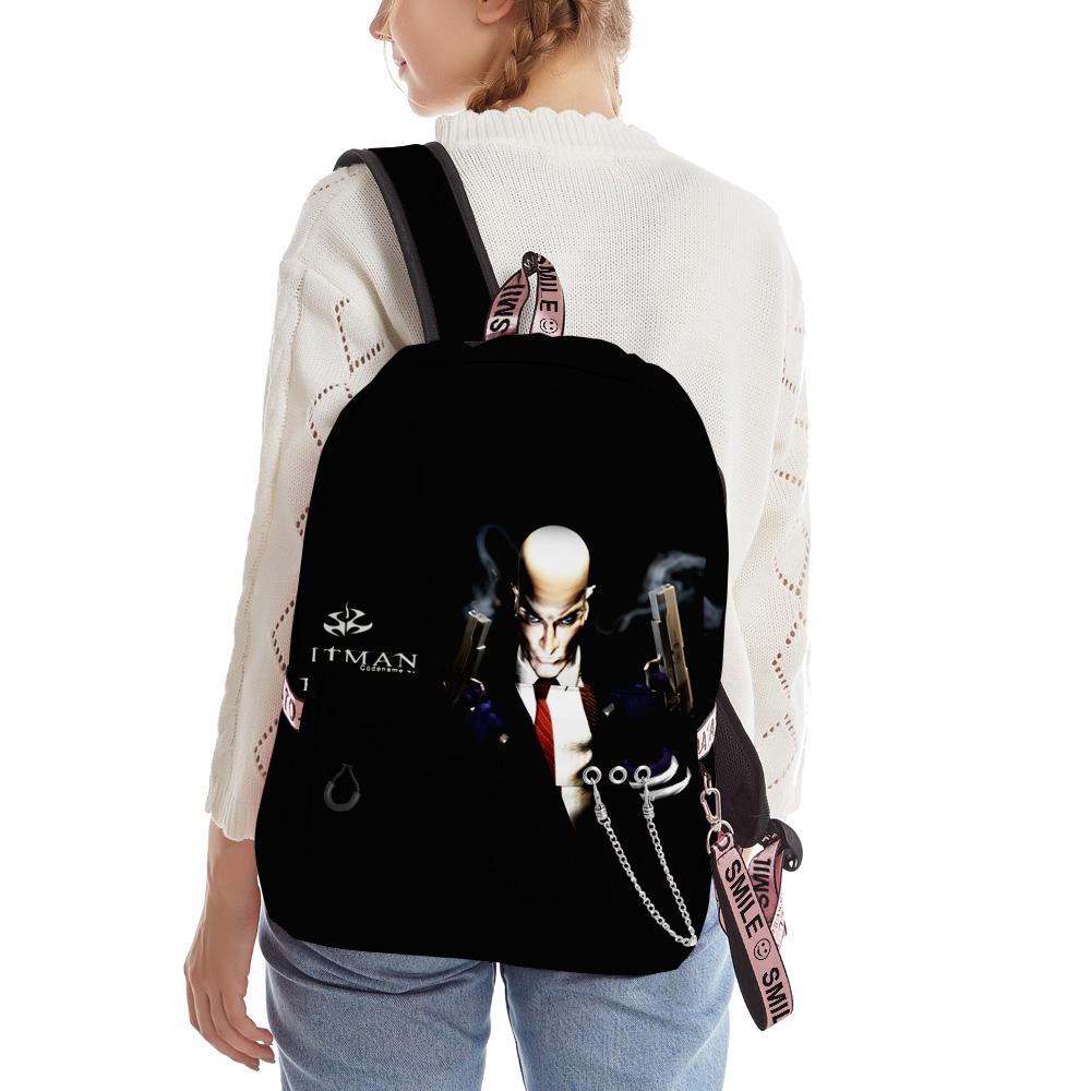 Luxury Novelty Youthful School Bags Unisex Game Hitman Travel Bags 3D Print Oxford Waterproof Notebook Shoulder Backpacks
