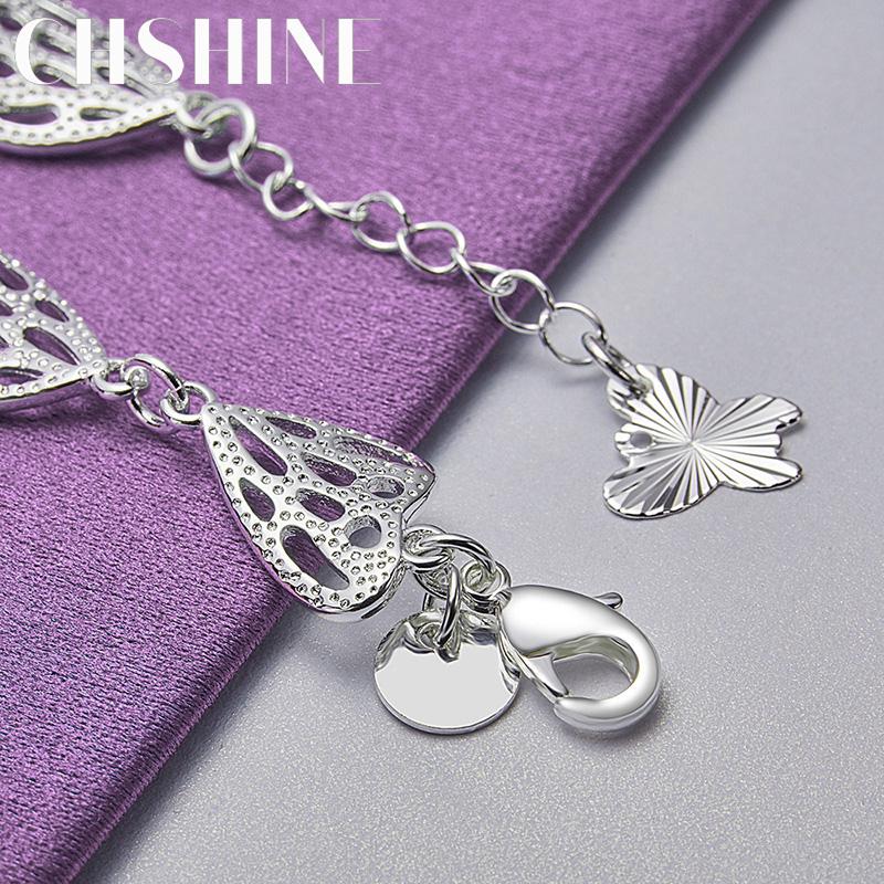 CHSHINE 925 Sterling Silver Hollow Heart Chain Bracelet For Women Lady Wedding Party Fashion Charm Jewelry