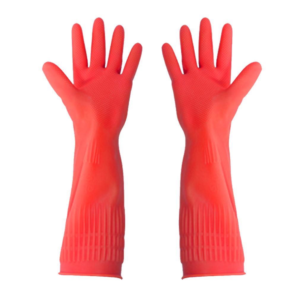 

38 см удлиненные резиновые перчатки 1 пара прочные бытовые чистящие средства перчатки для мытья посуды перчатки для мытья посуды S красный