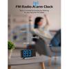 Projection Alarm Clock with FM Radio, USB Charging Port, 0-100% Dimmer, Dual Alarms, HD LED Display, 30 Preset Stations, Sleep Timer, 5 Alarm Sounds,