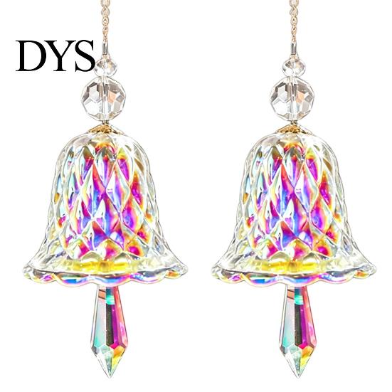 Indoor Home Hanging Decor Faux Crystal Bell Suncatcher, Glass Prism Wind Chime Ornament, Clear Garden Ornament for Trees Christmas Tree Rainbow Maker