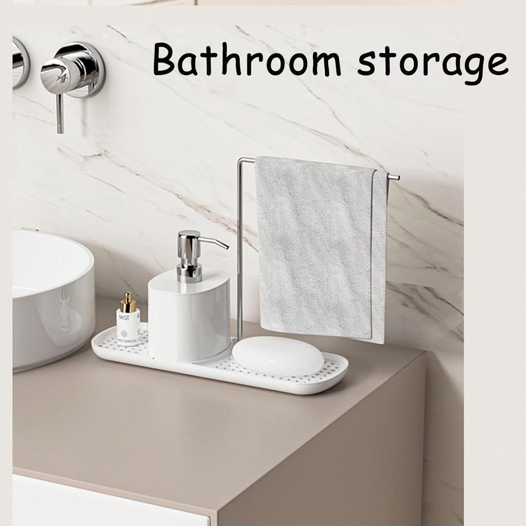 Kitchen Soap Dispenser Set with Dishcloth Holder, Dish Soap Dispenser for Kitchen Sink 5-in-1 Organizer for Kitchen Sink Countertop Storage, Kitchen