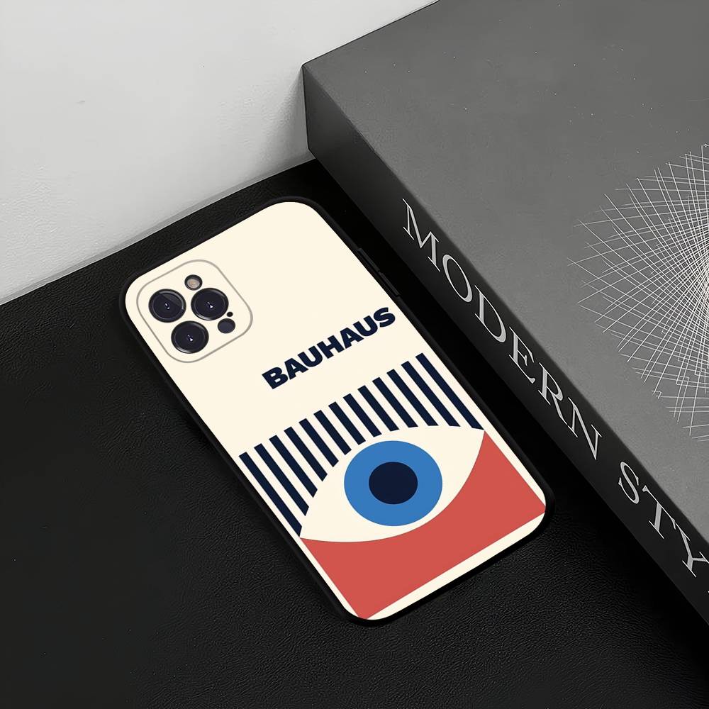 Geometric Bauhaus Art Silicone Anime Black Case For Iphone 17 Air 16 15 14 13 12 11 Pro Max Plus Basic