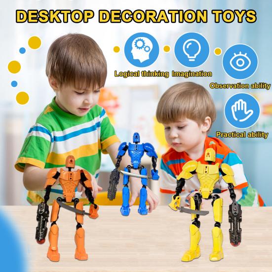 1 Set Action Figure Multi-Joint Movable Robot Toy Plastic Figure Doll for Home Office Desktop Decoration