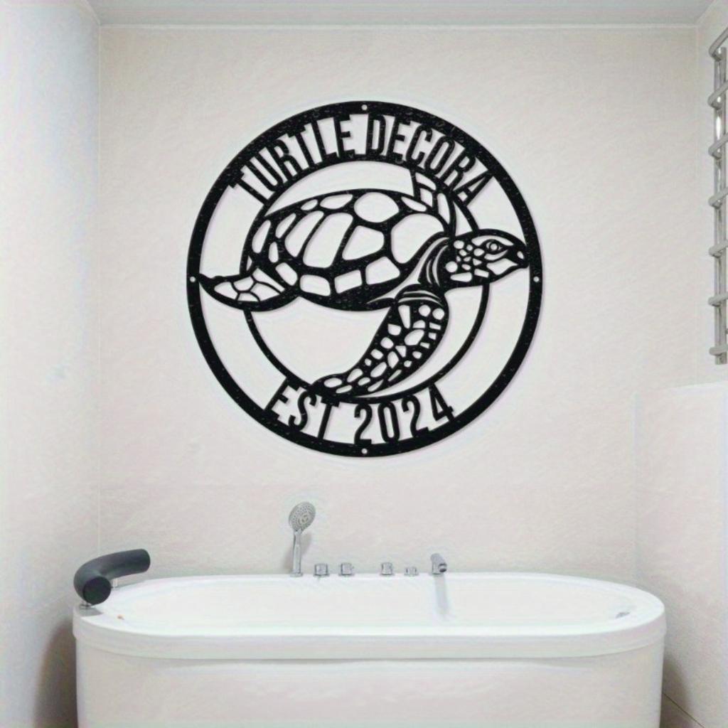 Custom Sea Turtle Metal Sign, Personalized Name Wall Art, Wedding Gift for Couple