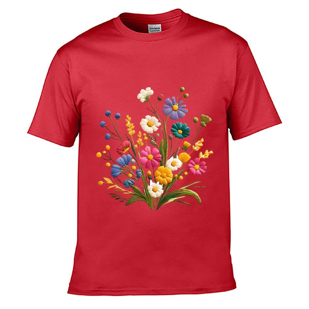 Wildflower Bouquet Colorful Mixed Flowers Botanical Floral Graphic Unisex Summer Tshirt Top