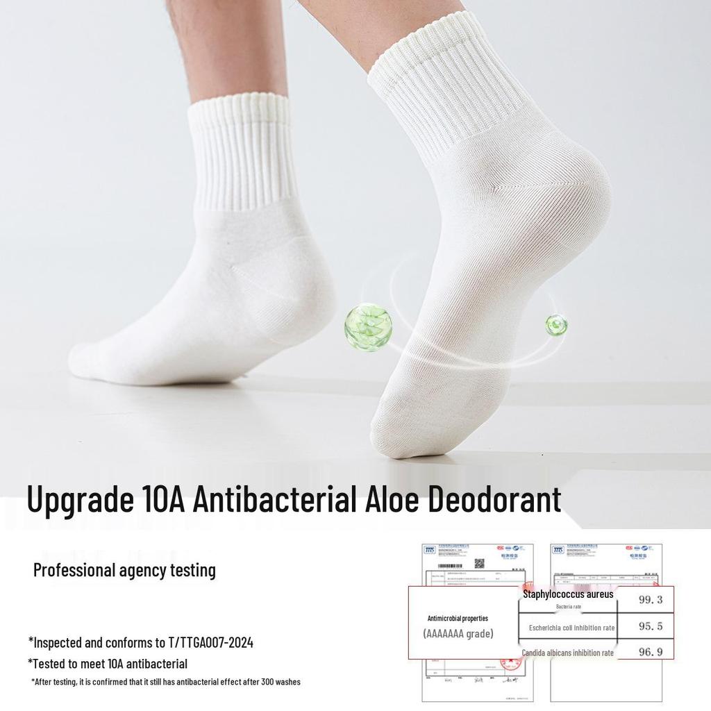 2025 Men's Aloe Vera Antibacterial Mid-Calf Cotton Socks